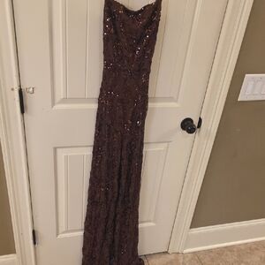 Windsor Brown Sequin Strapless Jumpsuit